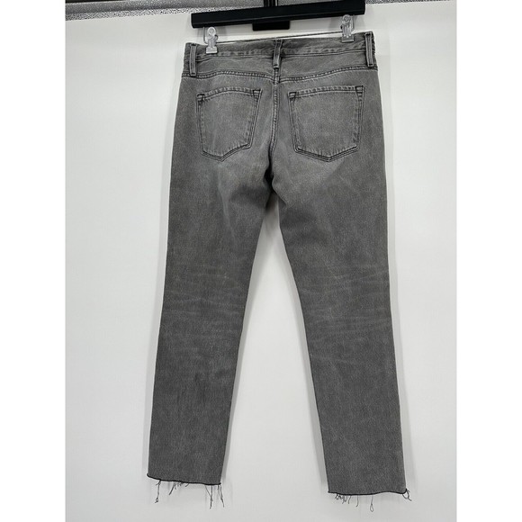 FRAME Denim Jeans Women's Size 23 Black Le Garcon Crop Straight Raw Hem Ankle‎ - Picture 5 of 10